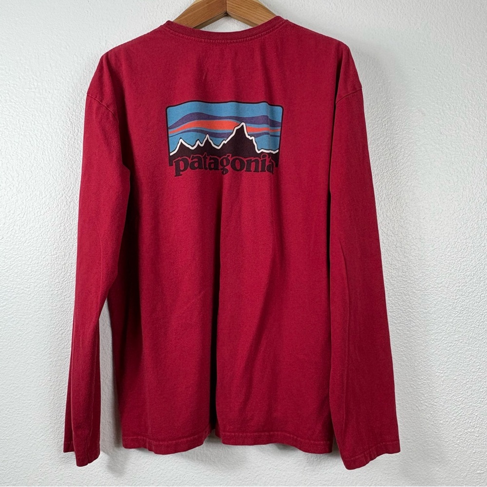 Patagonia Red Crewneck Long Sleeve Logo Shirt